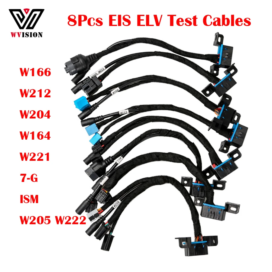 8Pcs EIS ELV Test Cables W204 W212 W221 W164 W166 W205 W222 For Mer-cedes Works With VVDI MB BGA & CGDI Prog MB