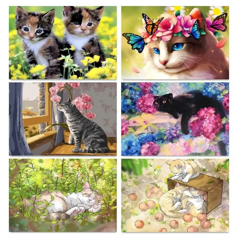 

GATYZTORY Picture By Numbers Cat HandPainted Paint By Numbers For Adults On Canvas Animal Pictures Wall Art Home Decor