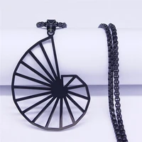 yoga spiral snail stainless steel long chain necklace for menwomen black color jewelry ccollier homme n5207s06
