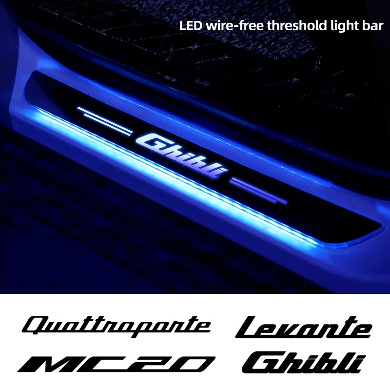

For Maserati Mc20 Ghibli Levante Quattroporte Door Customize Lamps Car Wireless Car Pedal Light Sill Pathway Welcome Scuff Light