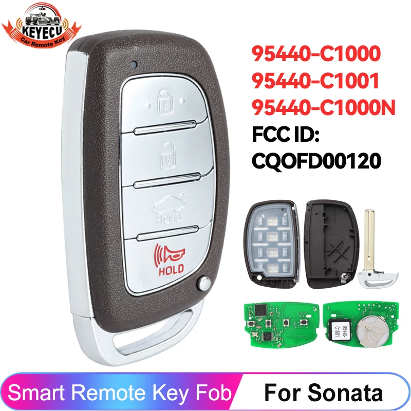 

KEYECU для Hyundai Sonata 2015 2016 2017 4 кнопки 95440-C1001 95440-C1000 95440-C1000N умный ключ дистанционного управления 8A чип 433 МГц брелок