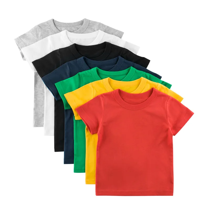 

Children's Summer Boys and Girls Sports Short-sleeved T-shirt Children's Clothing Solid Color Breathable Sweat-absorbing Cotton