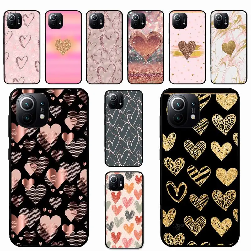

Gold Rose Glitter Love aesthetics Phone Case for Xiaomi mi 8 9 10 lite pro 9SE 5 6 X max 2 3 mix2s F1
