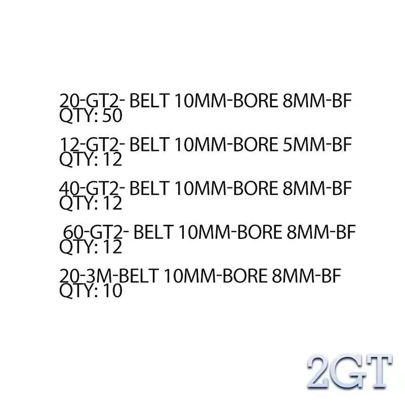 

20T-GT2 12T-GT2 40T-GT2 60T-GT2 20T-3MM BF Timing Pulley