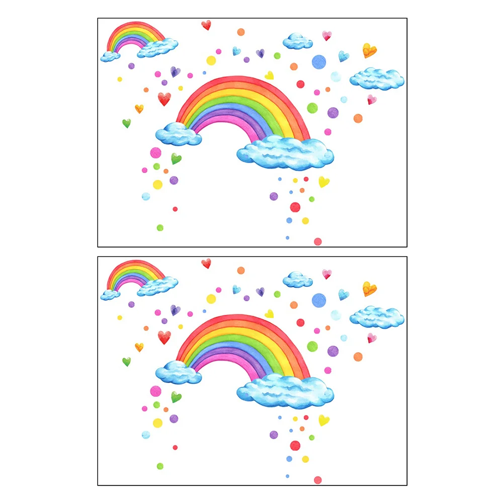 

2 Sheets Kids Room Decorative Wall Sticker Background Rainbow Wallpaper