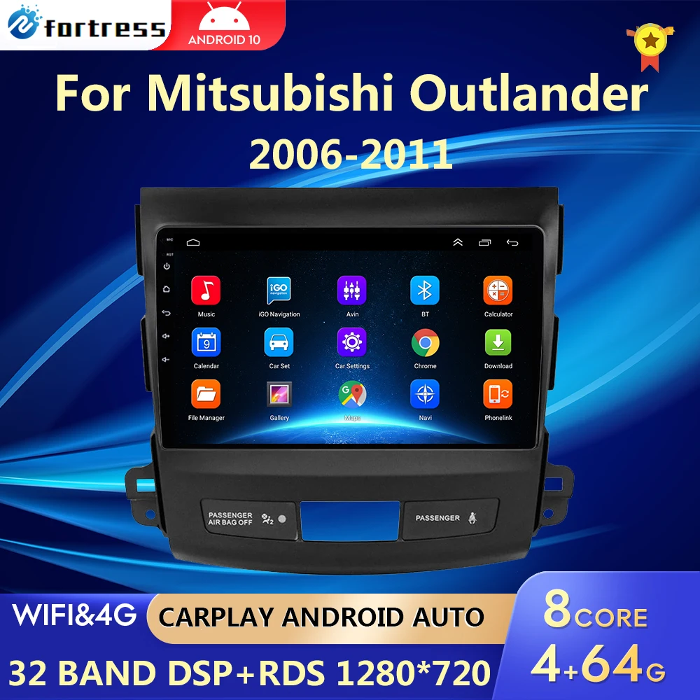 2 Din Android 10 araba radyo multimedya oynatıcı Mitsubishi Outlander 2006-2011 için Peugeot 4007 Citroen c-crosser carplay Gps