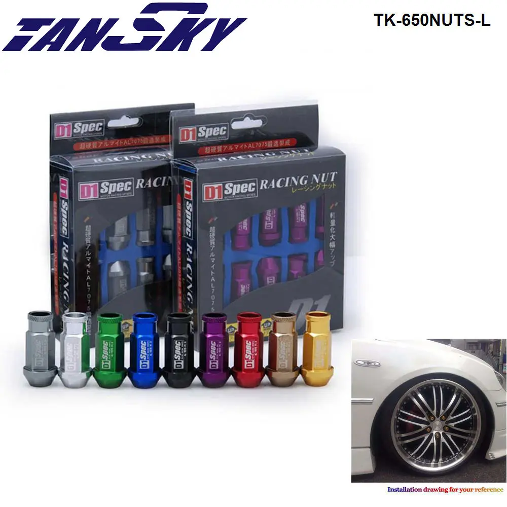 

D1spec Racing jdm Billet Aluminium Car Wheels Rims Wheel Lug Nuts M12X1.5 Or M12X1.25, L:52mm 20PCS/SET 650NUTS-L