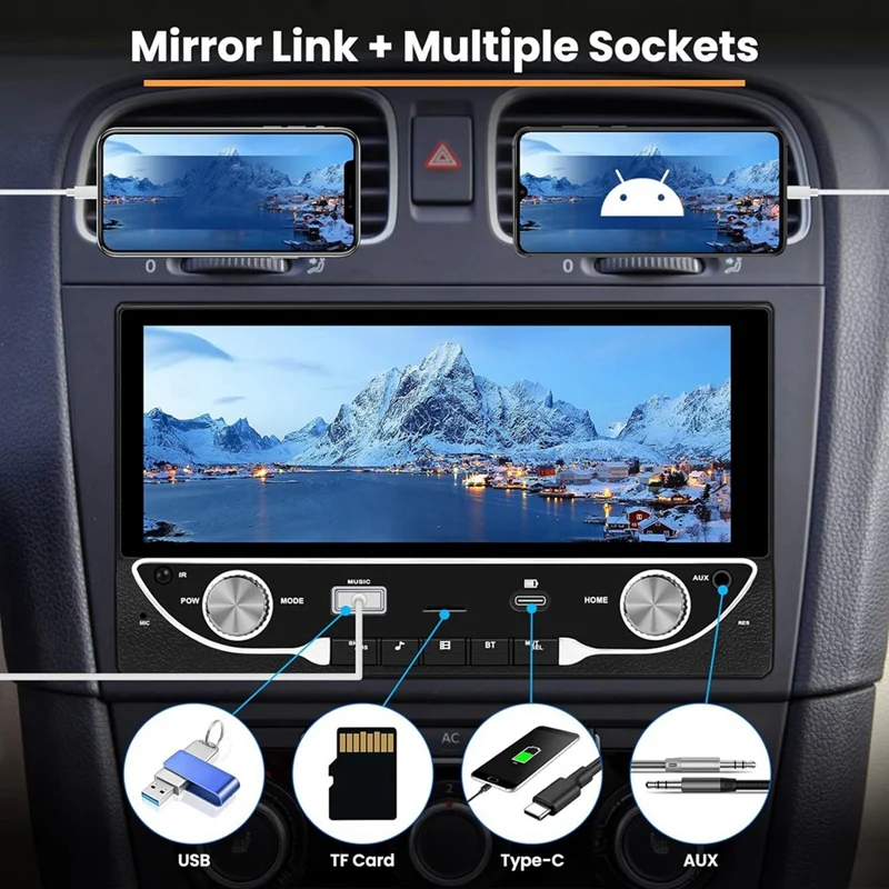 Беспроводная автомобильная стереосистема 2 Din Carplay Android Auto 6 86-дюймовое