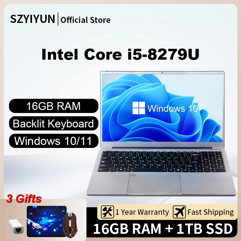 

Intel Core i5-8279U Laptop 1920*1080 IPS 16G RAM 1TB SSD Gaming Notebook Computer Windows 10/11 15.6 Inch Fingerprint Unlock PC