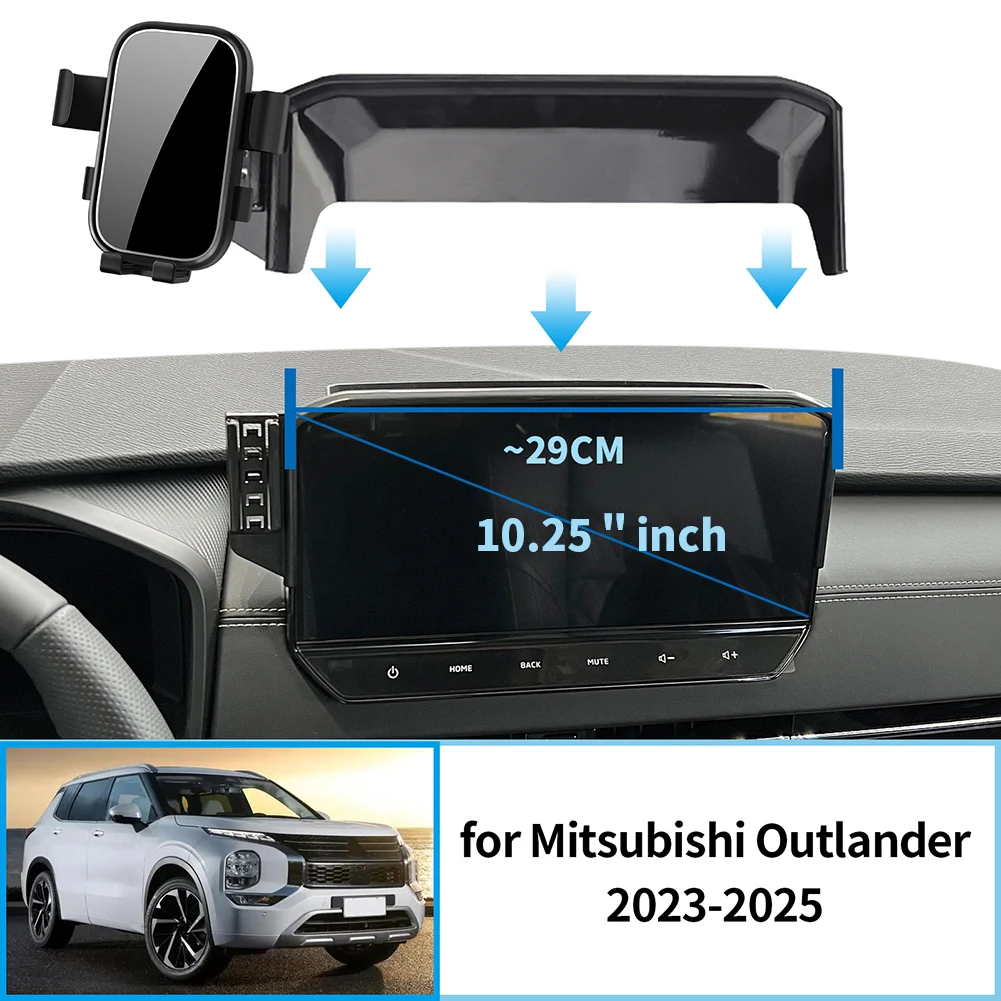 Фото Автомобильный держатель мобильного телефона для Mitsubishi Outlander 2022-2024 (12,25 дюйма), GPS-кронштейн, навигационная подставка, автоаксессуары №1