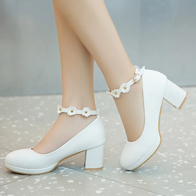 Children Girls High heel Shoes Kids Princess Sandals Fashion Flowers Women's Platform Pumps High Heels For Party Wedding 30-43