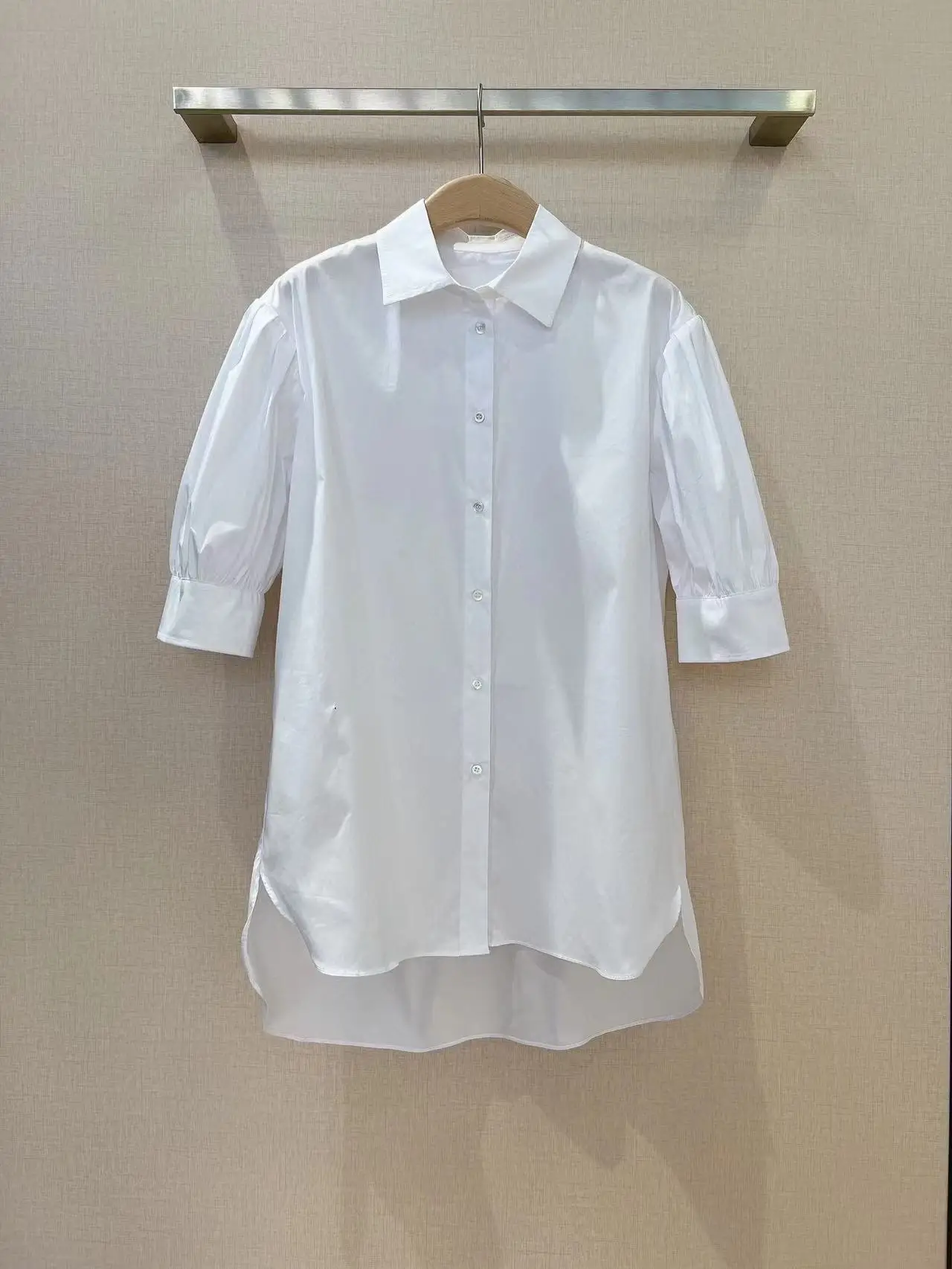 Fyion High Quality Women's Cotton Shirts Solid White Blouse Fashion Runway Vacation Party Summer 2022 Blouse