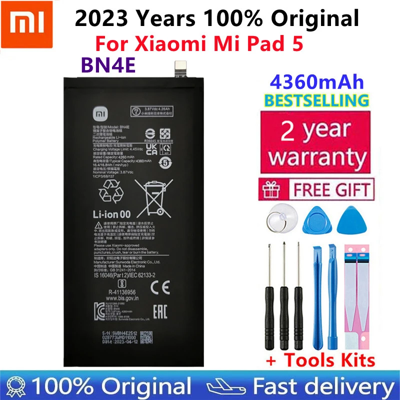 

100% Original High Quality BN4E Xiao Mi Replacement Battery 4360mAh For Xiaomi Mi Pad 5 Pad5 Tablet Rechargeable Phone Batteries