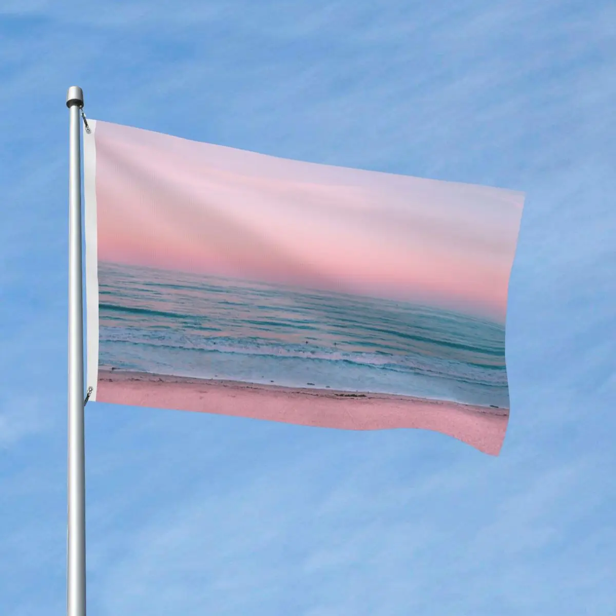 

Pink Ocean Sunset Flag Decor Vintage Easy To Hang Fade Resistant Drapey Bright