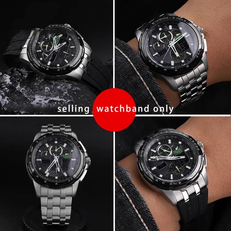 Силиконовый браслет для Citizen Sky Eagle JY8051-59E-08E JY8050 ремешок часов из нержавеющей стали