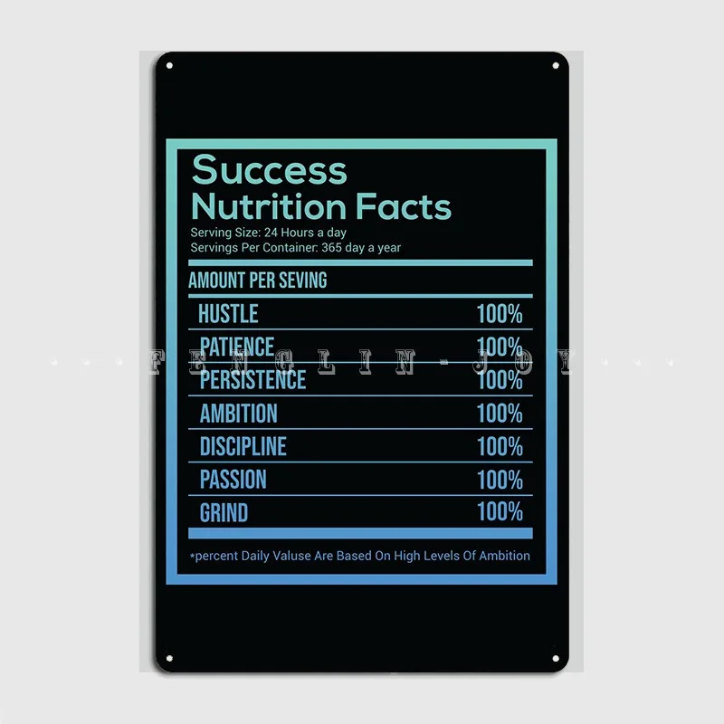 

Success Nutritional Label Poster Metal Plaque Wall Pub Home Designing Garage Decoration Tin Sign Poster