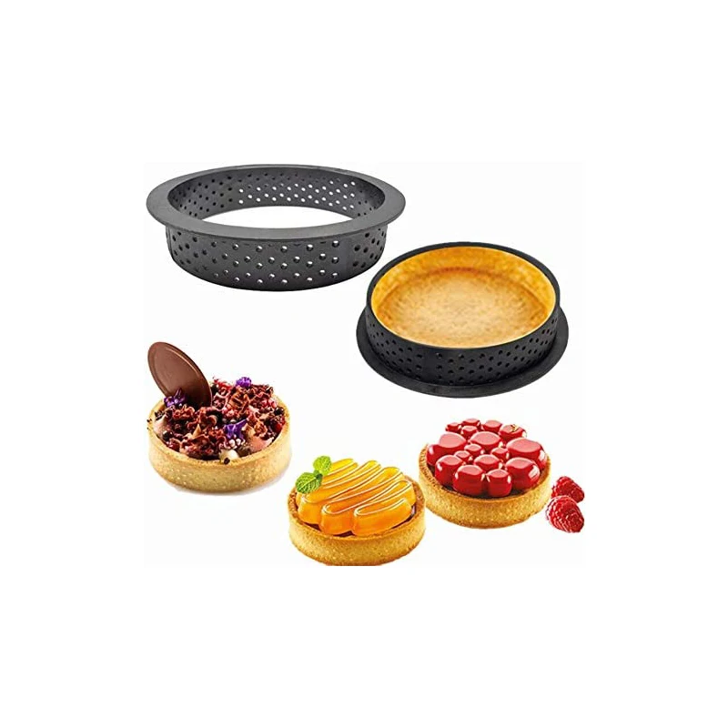 

2PCS Round Tart Ring Mold Cake Tools Non-stick Chocolate Mousse Cake Ring Cutter Heat-Resistant French Dessert DIY Baking Tools