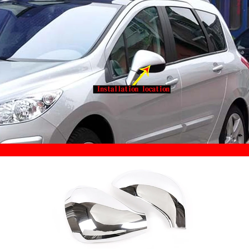 For 2006-2014 Peugeot 207 308 ABS Silver Car Styling Rearview Mirror Cover Sticker Car Exterior Detail Decorative Accessories