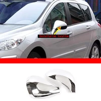 for 2006 2014 peugeot 207 308 abs silver car styling rearview mirror cover sticker car exterior detail decorative accessories