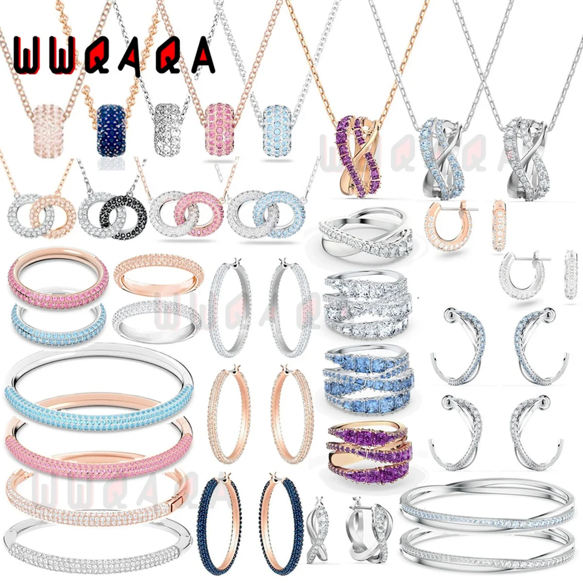 

SWA Fashion Jewelry Charming Classic Exquisite Geometry Earrings Unique Temperament Earrings Necklace Bracelet Jewelry For Women