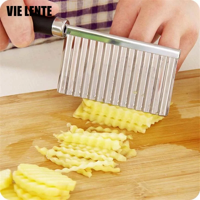 

French Fry Cutter Stainless Steel Potato Wavy Edged Knife Peeler Cooking Tools Kitchen Gadget Vegetable Fruit