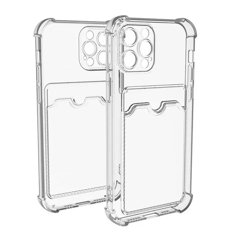 

Shockproof Transparent Phone Case With ID Credit Card Holder For IPhone 13 12Mini 12 11 Pro Max X XS XR 7 8 Plus TPU Back Cover