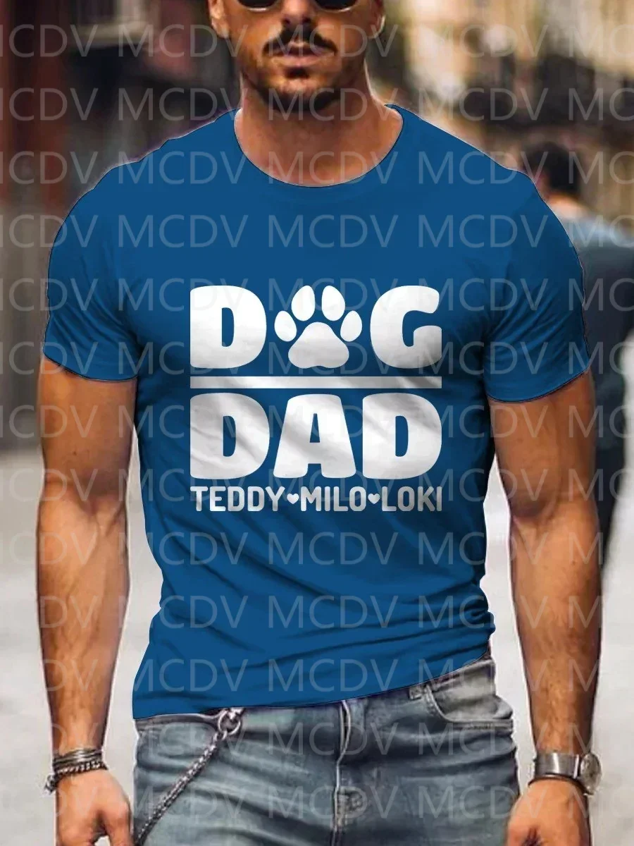 Лето 2023 Мужская футболка с принтом собаки папы мило яркая 3D