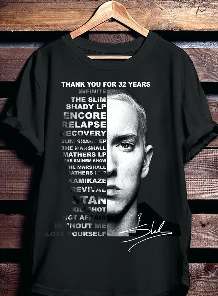 Фото Eminem Thank You For 35-летняя короткая рукава, черная мужская футболка всех размеров, D562, мужская футболка, элитная мужская одежда, забавная №1