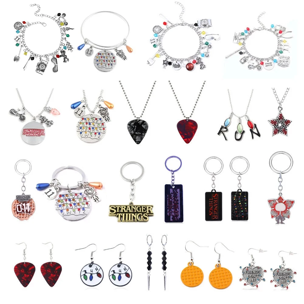 

Stranger Things Charm Neckalce Keychain Earring Hellfire Club Necklace Keychain Bracelet Eddie Munson Jewelry Accesssories Gift