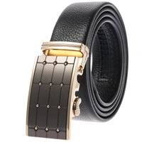 4 pack mens fashion buckle various automatic buckle belts high quality trend luxury design leather texture belt black brown