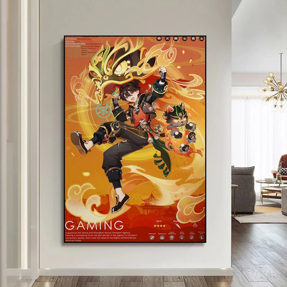 Популярные игровые персонажи Genshin Impact плакат