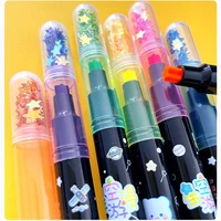 6 colorsset kawaii star highlighter pen candy color cute stamper pen hand account student gifts school stationery supplies