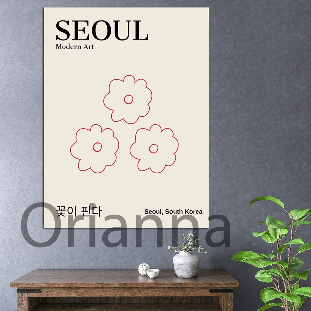 

Seoul Print Wall Art Painting Printable South Korea Kpop Poster Flowers Market Minimalist Abstract Retro Printables Decor Gift
