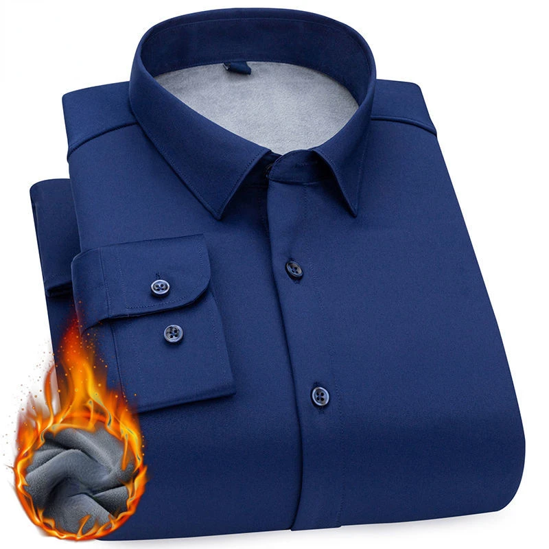 Autumn and Winter Warm Shirt Middle Aged and Youth Shirt Casual Business Professional Workwear Thickened Plush Top