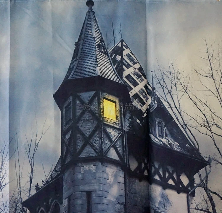 

Halloween Mysterious Castle Polyester Shower Curtain High Quality Bath Bathing Waterproof Curtain for Home Decoration 180*180cm