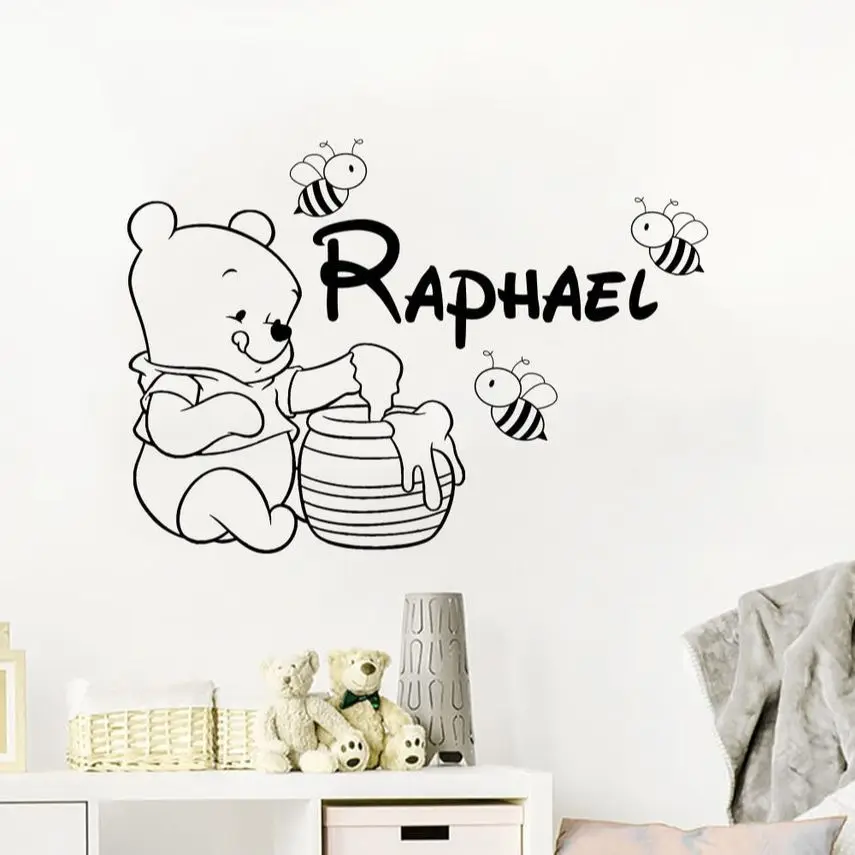 

Personalized Kids Name Winnie the Pooh Wall Decal Cartoon Bear Wall Stickers Nursery Room Decor Boys Girls Gift A662