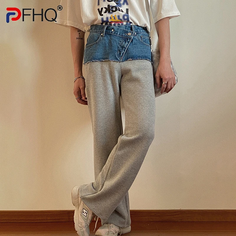 

PFHQ 2023 модные спортивные брюки, джинсовые Дизайнерские повседневные брюки, новые корейские модные прямые элегантные мешковатые брюки высок...