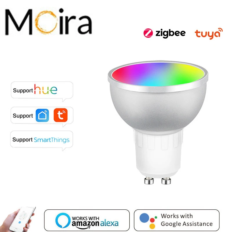 

Zigbee Smart Home LED Bulb Spot Night Light Lamp 5W GU10 RGBCW Tuya Smartthings Works Alexa Google Home Philips Hue-compatible