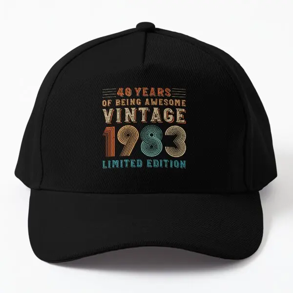 

40 Years Of Being Awesome Vintage 1983 L Baseball Cap Hat Summer Bonnet Boys Printed Outdoor Mens Casual Hip Hop Women