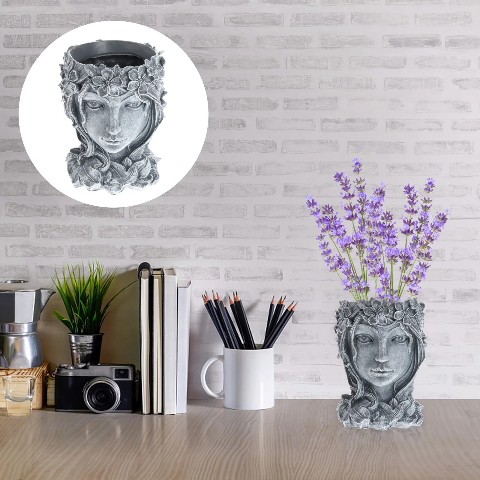 

Planter Pot Flower Head Face Pots Vaseoutdoor Succulent Goddesscactusgirl Decorative Ceramic Statue Planters Resin Garden Decor