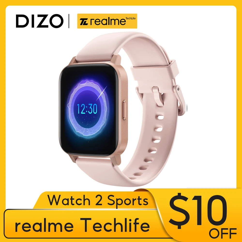 Best Realme Techlife DIZO reloj inteligente deportivo para hombre y mujer, accesorio de pulsera resistente al agua con pantalla táctil de 1,69 pulgadas, Bluetooth, 2