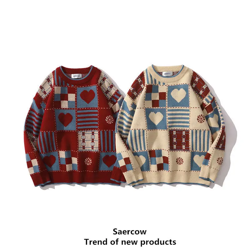 

Свитер в форме сердца для ранней зимы 2022, уличная одежда в стиле хип-хоп, Осенний пуловер оверсайз, свитер для модных свитеров, одежда на осень