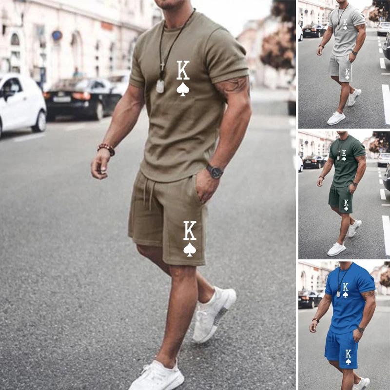 

2022 New T Shirts Shorts Men 2 Piece Outfits 3D Printing Harajuku Short Sleeve Clothes Sets Plus Size Casual Tracksuit For Men