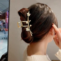 new elegant opal gold grip ponytail claw clip shark clip headdress girls fashion hairpin accessories for woman ornament heawear
