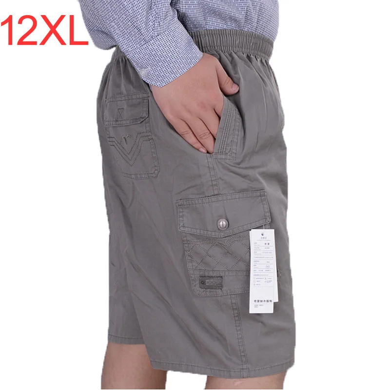 Large size men's summer casual Shorts plus size loose middle-aged oversized cotton 7XL 6XL  8XL Big size 11XL 12XL men shorts