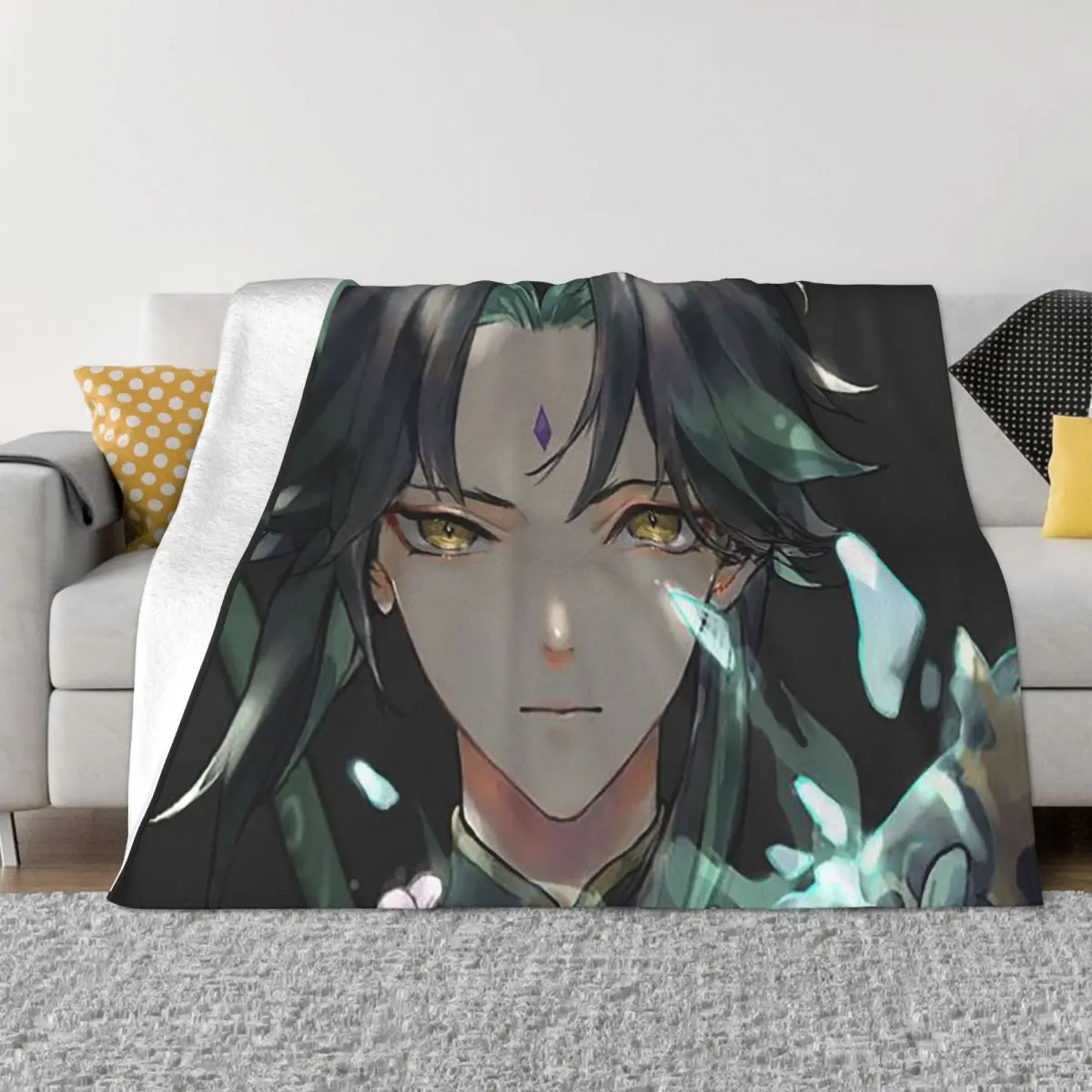 

Genshin Impact Xiao Portrait Blanket Fleece Print Anime Game Breathable Super Soft Throw Blankets for Bedding Couch Quilt