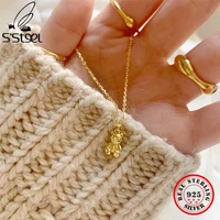 ssteel 925 sterling silver original 100 teddy bear pendant necklace charm necklaces for women designer gold neckless jewellery