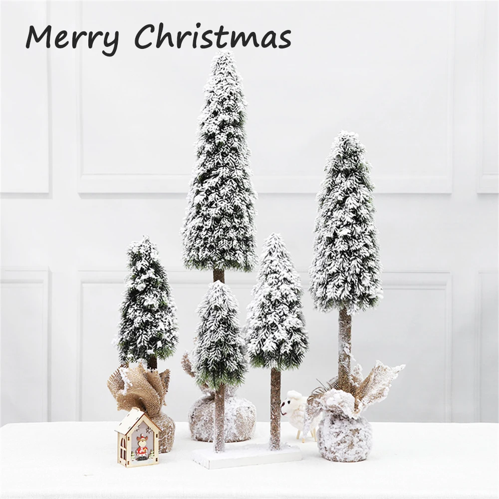 

Искусственная Рождественская елка, украшение для дома, 40/60/80 см, искусственная флокировка, белый снег, Рождественская сосна, офисное украшение, 2023