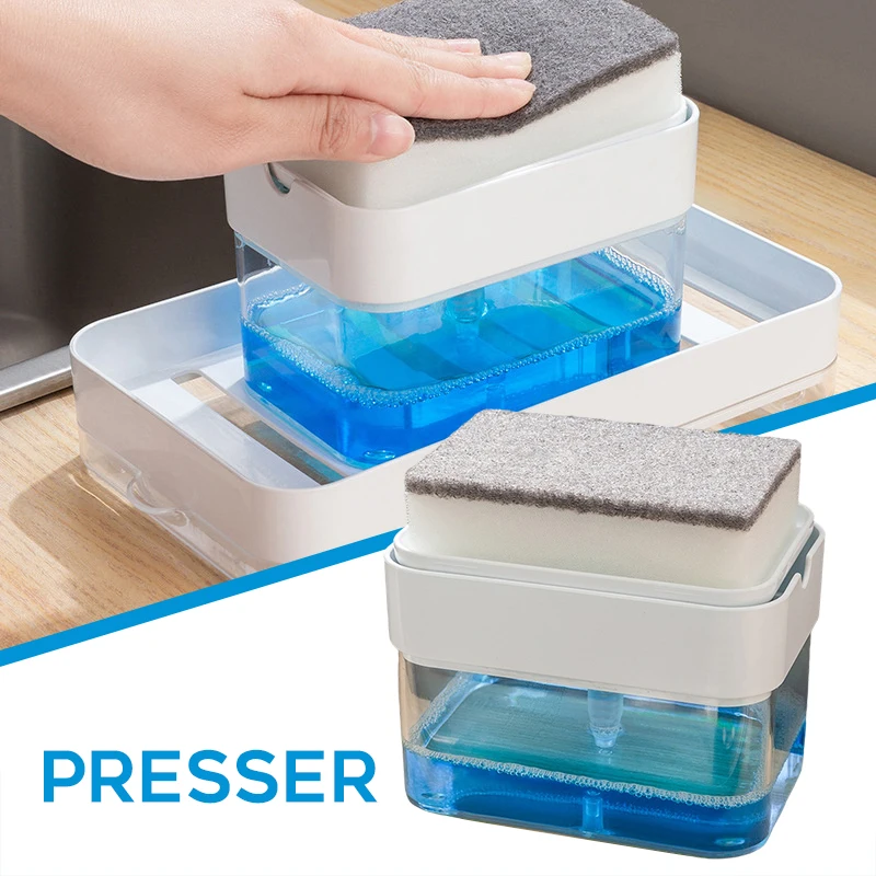 

Detergent Push Type Soap Automatic Liquid Dispenser Convenience Press Sponge Soap Dispenser For Kitchen Hot