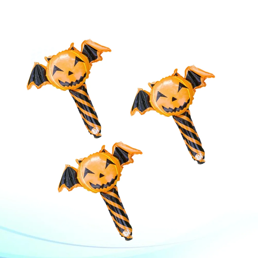

3 Pcs Balloon Sticks Pumpkin Cartoon Party Supplies Kids Toys Handheld Ballon Foil Balloons